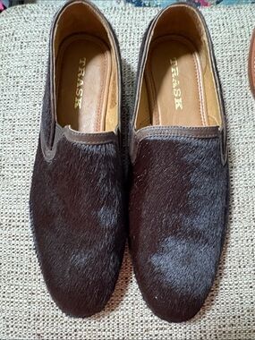 Trask Dark Brown Haircalf Slip-On Loafers